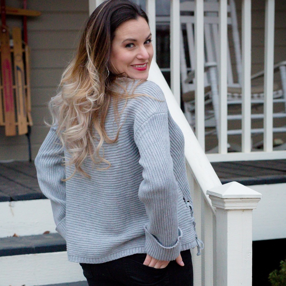 Gray Ribbed Sweater - Picture 3 of 3